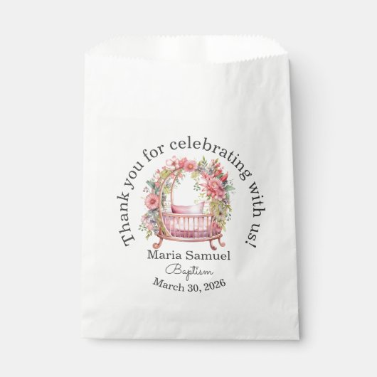 Sachets En Papier Bébé floral Bébé Sticker rose (Devant)