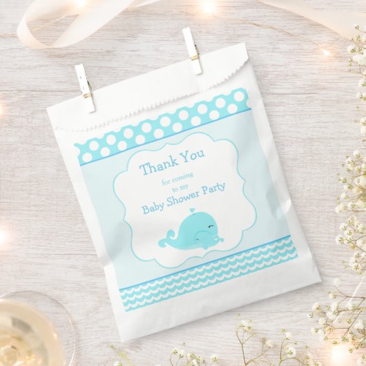 Sachets En Papier Bébé mignonne Baleine Bleu Baby shower garçon (Coupé)