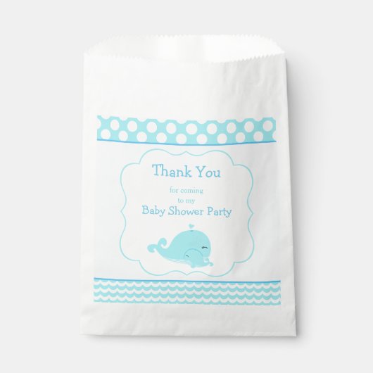 Sachets En Papier Bébé mignonne Baleine Bleu Baby shower garçon (Devant)