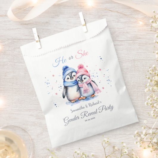 Sachets En Papier Bébé Penguin hiver Sexe Révéler Lui ou elle (Coupé)