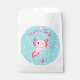 Sachets En Papier Bébé rose mou Axolotl fête d'anniversaire