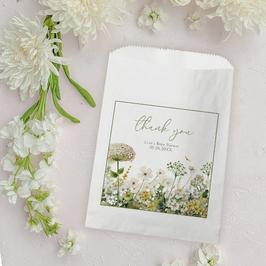 Sachets En Papier Bébé vert en fleurs Baby shower Fleur sauvage flor