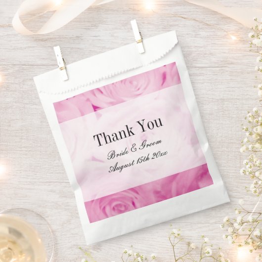 Sachets En Papier Belle rose rose rose mariage design photo (Coupé)