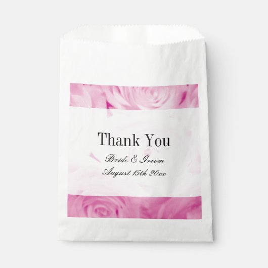 Sachets En Papier Belle rose rose rose mariage design photo (Devant)