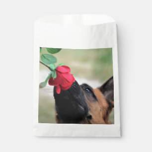 Sachets En Papier berger allemand avec rose