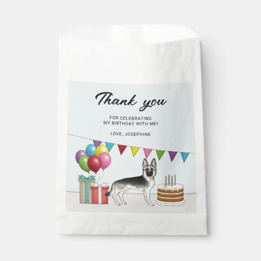 Sachets En Papier Berger allemand Silver Sable Anniversaire Merci (Devant)