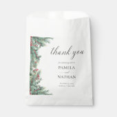 Sachets En Papier Berries d'hiver et Pine Aquarelle Mariage de verdu (Devant)