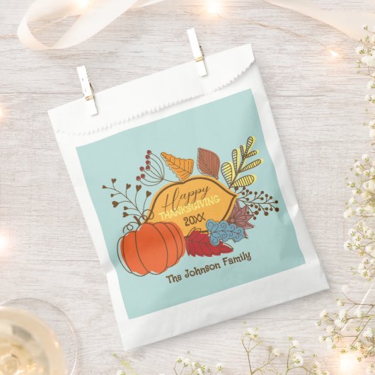 Sachets En Papier Berries Feuilles à thème Automne Citrouille Thanks (Coupé)