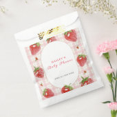 Sachets En Papier Berry aux fraises roses En vichy Baby shower sucré (Scellé)