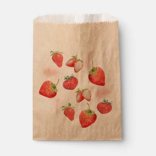 Sachets En Papier Berry First | 1er anniversaire | fraise | MOTIF (Devant)