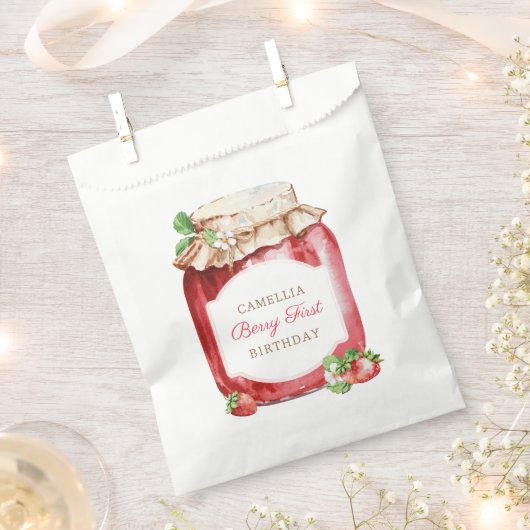 Sachets En Papier Berry First Strawberry Jam 1ère fête d'anniversair (Coupé)