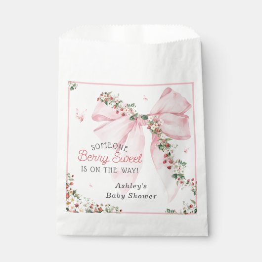 Sachets En Papier Berry fraise Sweet Bow Baby shower (Devant)