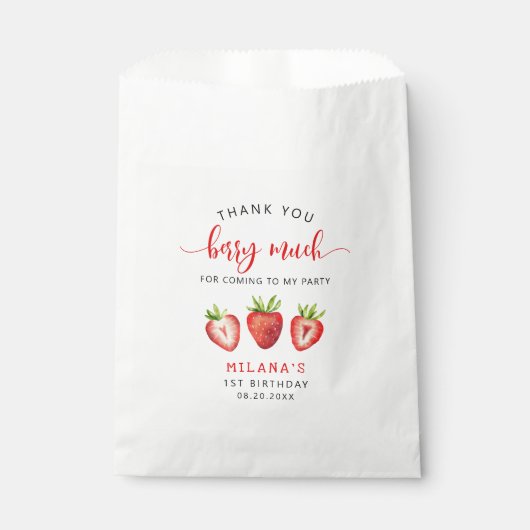 Sachets En Papier Berry Merci fraise mignonne beaucoup (Devant)