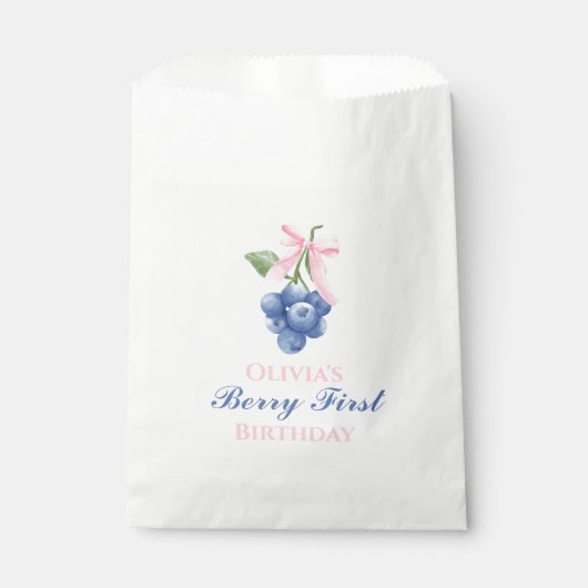 Sachets En Papier Berry Premier anniversaire bleu Bow rose Coquette (Devant)