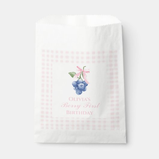 Sachets En Papier Berry Premier anniversaire de bleuets Pink Bow En (Devant)