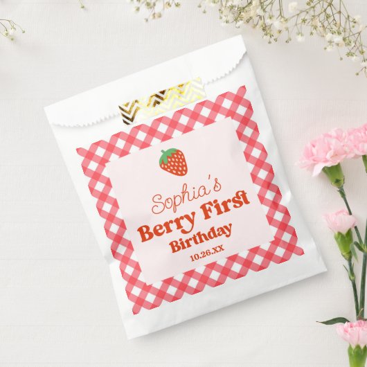 Sachets En Papier Berry rouge fraise première fête d'anniversaire (Scellé)