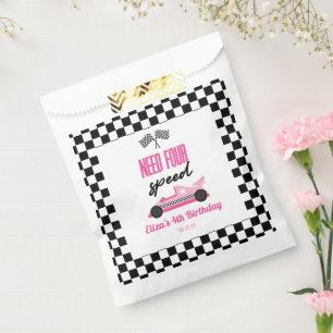 Sachets En Papier Besoin de quatre Speed Pink Race Car 4e fête d'ann