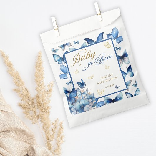 Sachets En Papier Beurre Bleu et Or élégant Beurre en Fleur