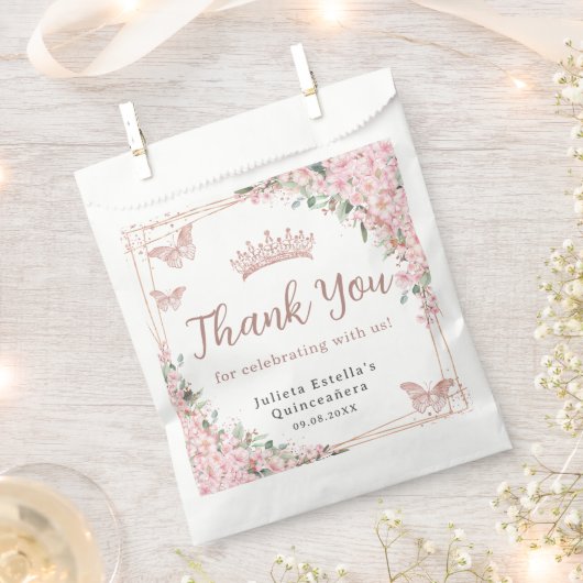 Sachets En Papier Beurre d'or Rose de fleurs de cerisiers Quinceaner (Coupé)