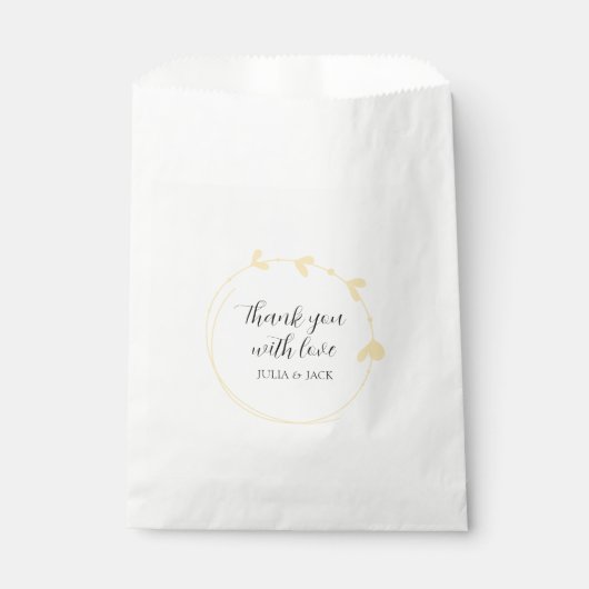 Sachets En Papier Beurre Jaune simple coeur Mariage de couronne (Devant)