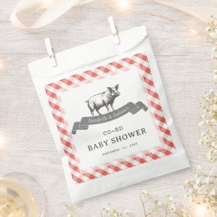 Sachets En Papier Bibs & Ribs BBQ Carreaux Rouges Rustique Baby Show