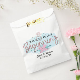 Sachets En Papier Bienvenue notre début ajouter nom date Mariage