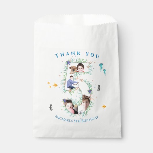 Sachets En Papier Big 5th Photo Collage Anniversaire sous la mer (Devant)