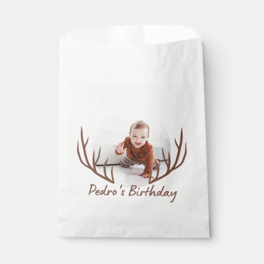 Sachets En Papier Big One Deer Antlers Rustique 1er anniversaire (Devant)