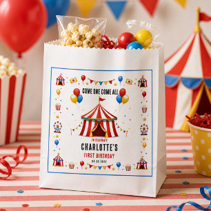 Sachets En Papier Billet de cirque rouge moderne pour 1er anniversai