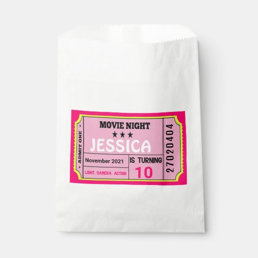 Sachets En Papier Billet de la nuit de cinéma Anniversaire fille per (Devant)