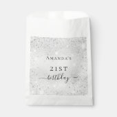 Sachets En Papier Birthday argent parties scintillant scintille nom (Devant)