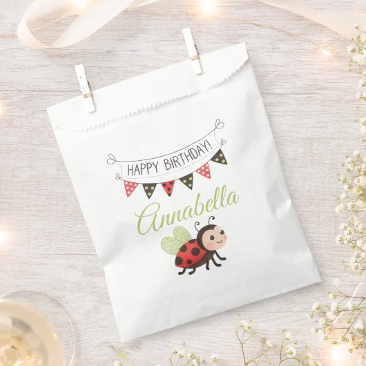 Sachets En Papier Birthday Ladybug Treat Bag (Coupé)