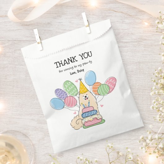 Sachets En Papier Biscuit Samoyed Anniversaire Merci Favoriser Sac (Coupé)