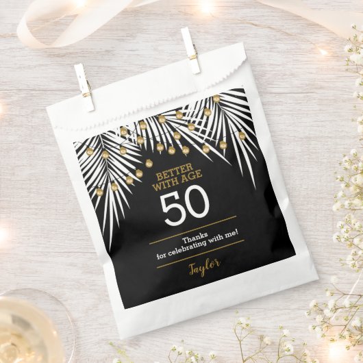 Sachets En Papier Black and Gold 50th Birthday Party (Coupé)