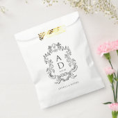 Sachets En Papier Black and White Floral Wedding Monogram  (Scellé)