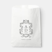 Sachets En Papier Black and White Floral Wedding Monogram  (Devant)
