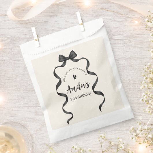 Sachets En Papier Black Bow Birthday Any Age (Coupé)