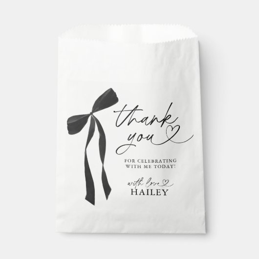 Sachets En Papier Black Bow She's Tying the Knot Fête des mariées (Devant)