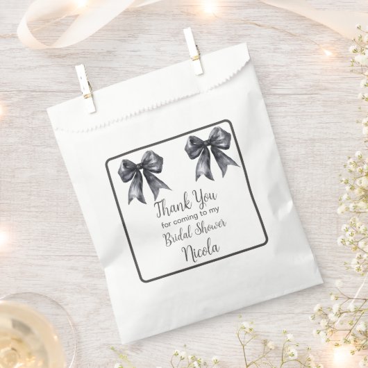 Sachets En Papier Black Coquette Bow Bridal Shower (Coupé)