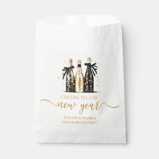 Sachets En Papier Black Gold Champagne Cheers New Years Eve Party (Devant)