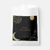 Sachets En Papier Black Gold Galaxy Lune Star Baby shower garçon (Devant)