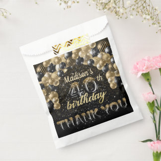 Sachets En Papier Black Gold Luxury 40e anniversaire Personnalisé
