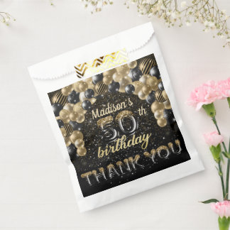 Sachets En Papier Black Gold Luxury 50e anniversaire Personnalisé