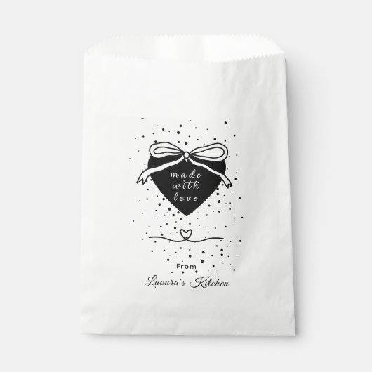 Sachets En Papier Black heart & Bow Made with love Bakery  (Devant)