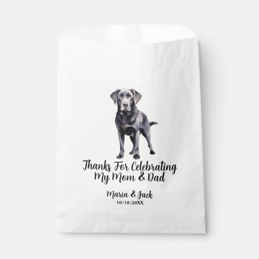 Sachets En Papier Black Lab Personnalisé Pet Mariage (Devant)