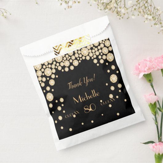 Sachets En Papier Black or nom merci 80e anniversaire (Scellé)