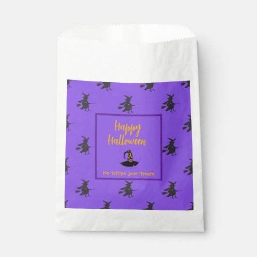 Sachets En Papier Black violet Halloween broomstick sorcière casquet (Devant)
