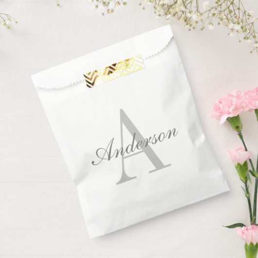 Sachets En Papier Blanc élégant & Monogramme Gris (Scellé)