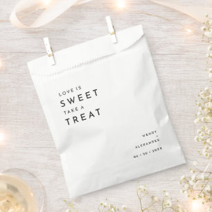 Sachets En Papier Blanc Moderne Gras Amour Mariage Est Douce