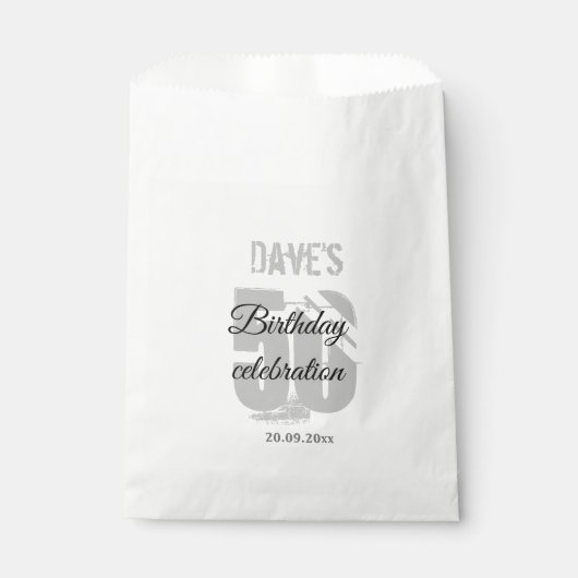 Sachets En Papier Blanc Personnalisé 50e Fête d'anniversaire n'impor (Devant)
